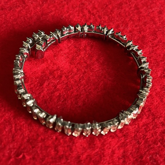 Vintage Gypsy Set Rhinestone Baguette Bypass Bracelet - Picture 8 of 9